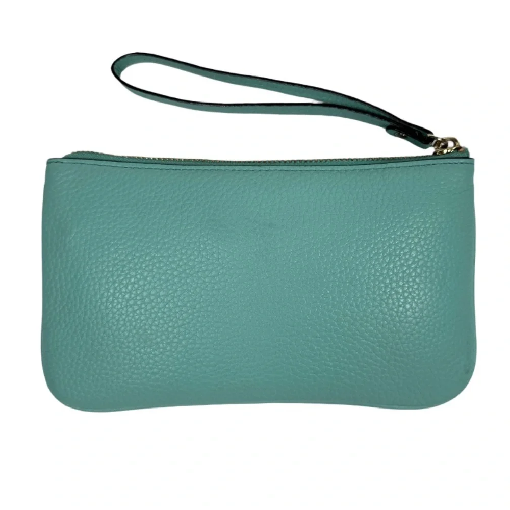 KATE SPADE | Wristlet Top Zip Teal Pebbled Leather Classic Preppy Vacation